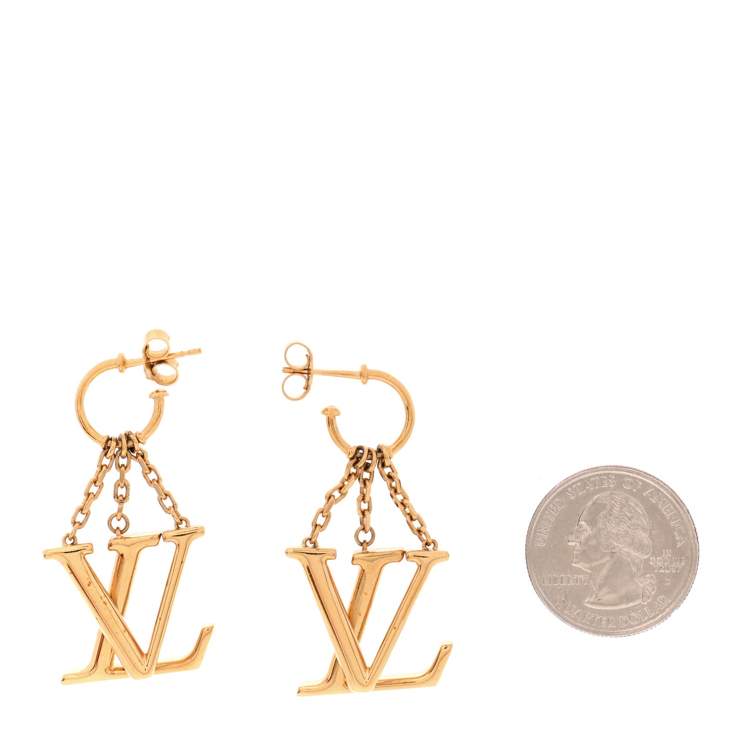 Metal LV Optic Earrings Gold