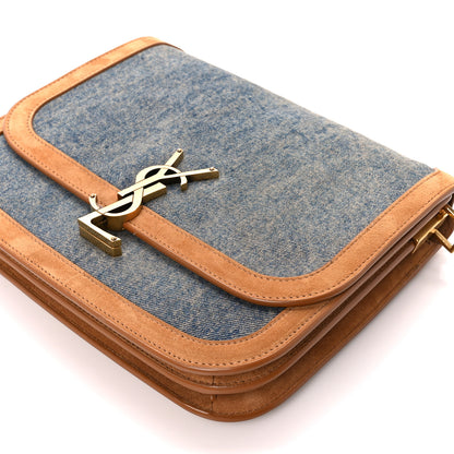 Saint Laurent Denim Suede Monogram Medium Solferino Soft Satchel Blue Cinnamon 11 of 11