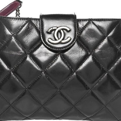 Chanel Glazed Calfskin Quilted Coco Pleats Clutch Black 8 of 10