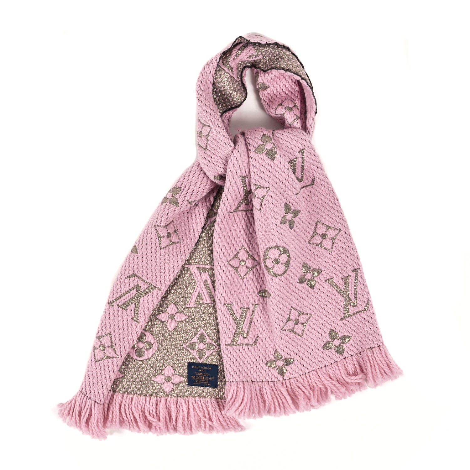 Louis Vuitton Wool Silk Logomania Shine Scarf Pink 1 of 3