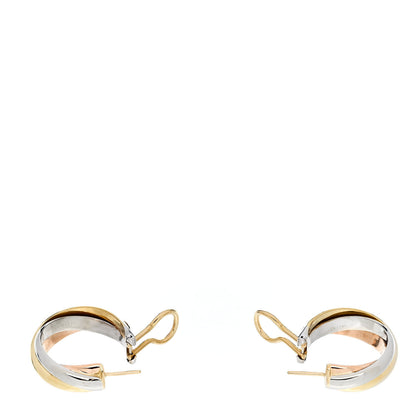 Cartier 18K Pink Yellow White Gold Classic Trinity Hoop Earrings 3 of 6