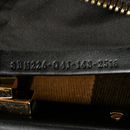 Fendi Vitello Morgan Fabric Jacquard Pequin Medium Peekaboo Iconic Satchel Black Tobacco 8 of 11