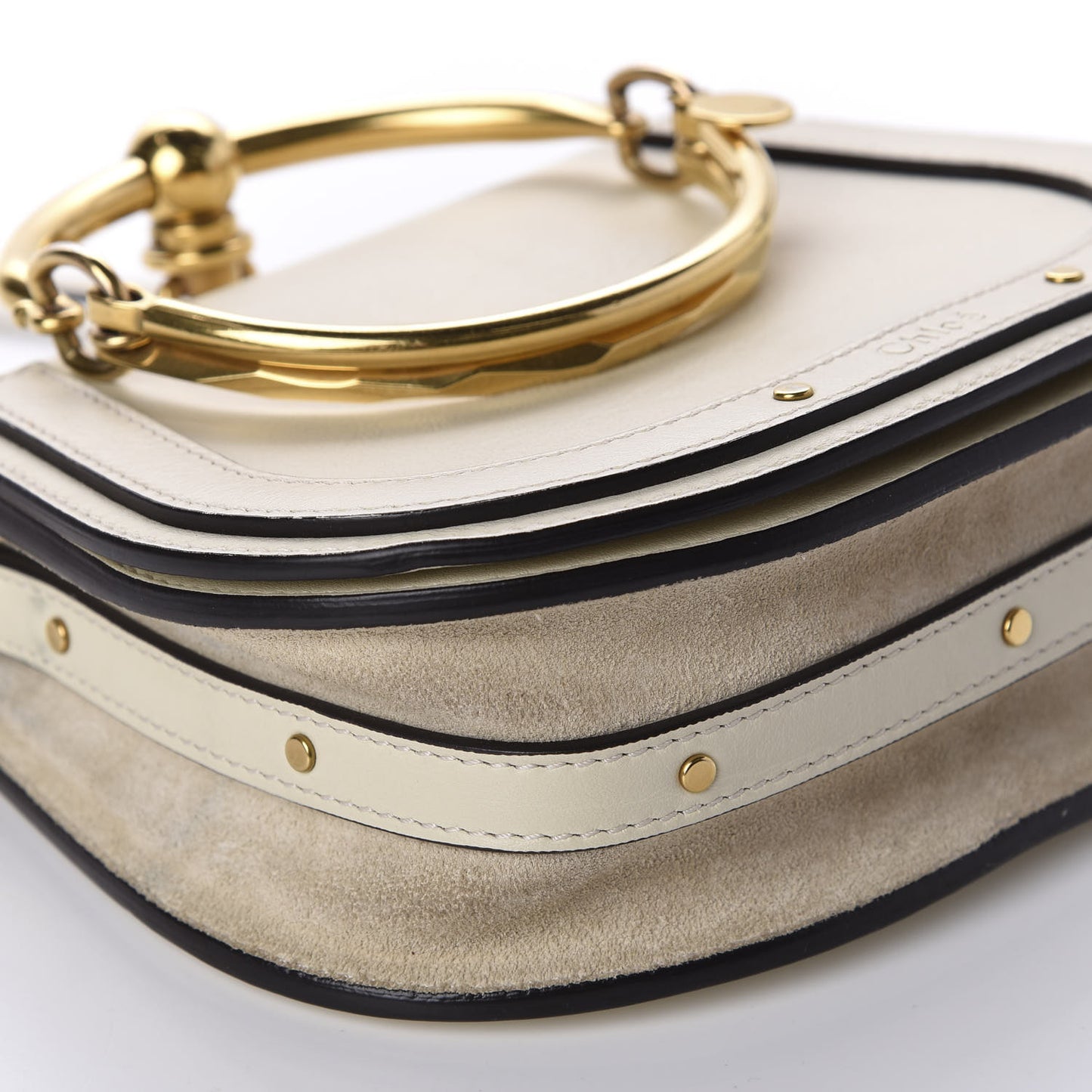Calfskin Suede Small Nile Bracelet Bag Off White