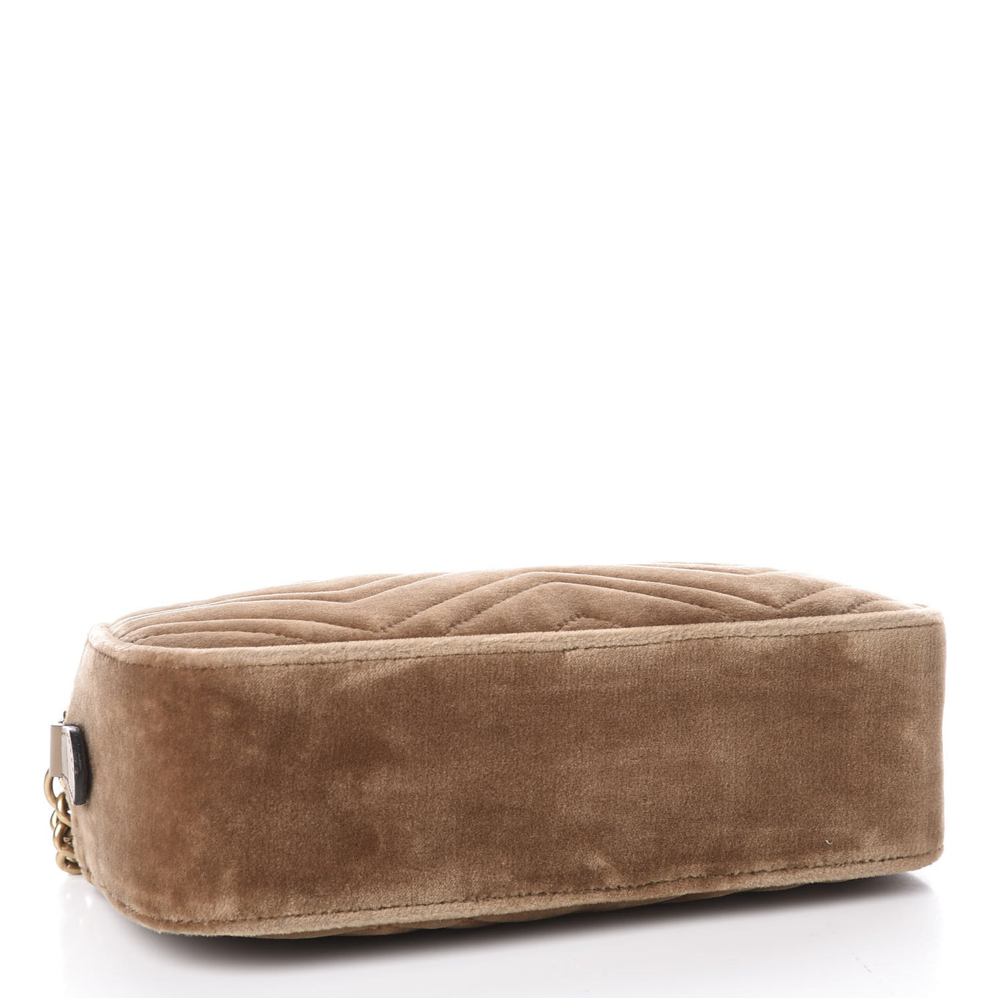 Velvet Matelasse Small GG Marmont Chain Shoulder Bag Taupe