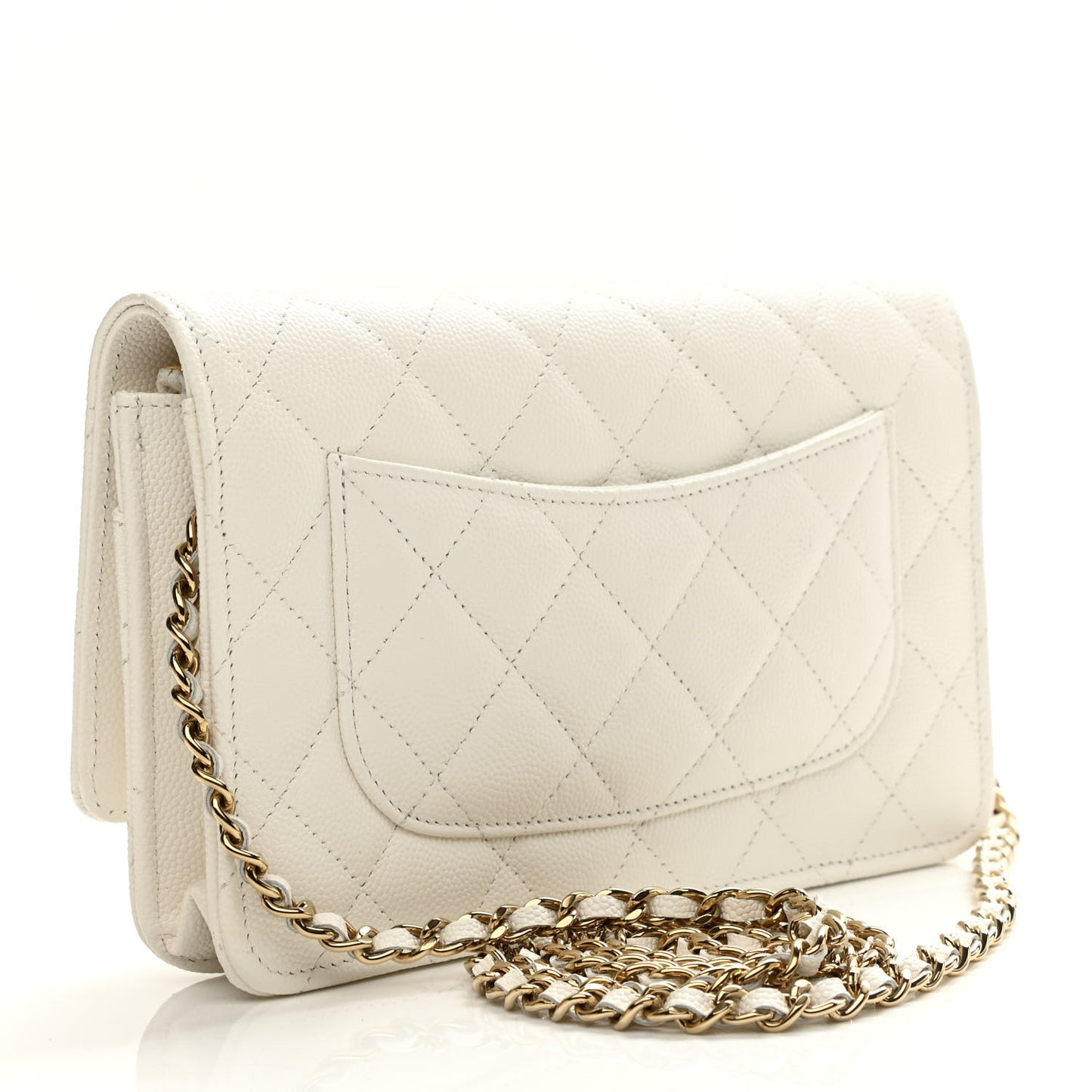 Caviar Quilted Wallet On Chain WOC White