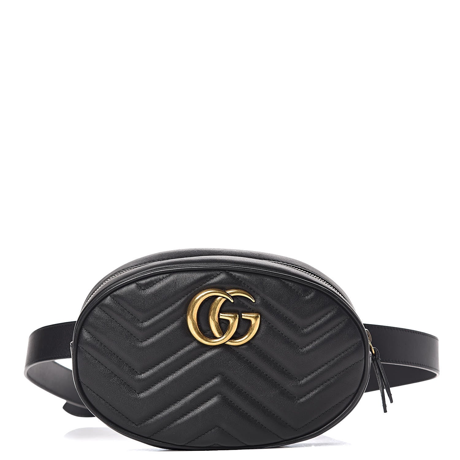 Gucci Calfskin Matelasse GG Marmont Belt Bag 95 38 Black 1 of 10
