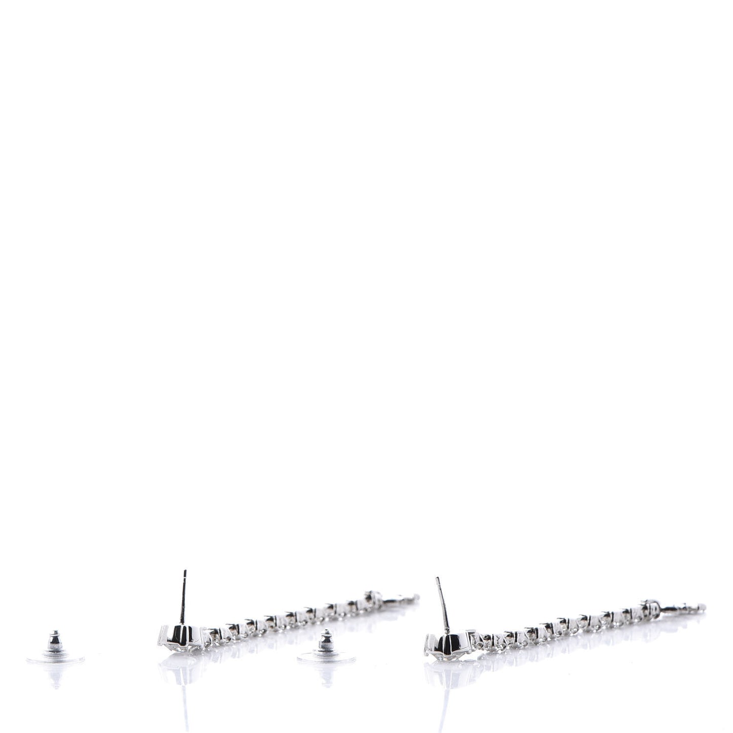 Crystal Starfall Drop Long CC Earrings Silver