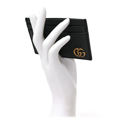 Gucci Calfskin Boar Effect GG Marmont Card Holder Black 2 of 6