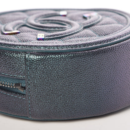 Chanel Iridescent Caviar Quilted Round Filigree Crossbody Dark Turquoise 7 of 10