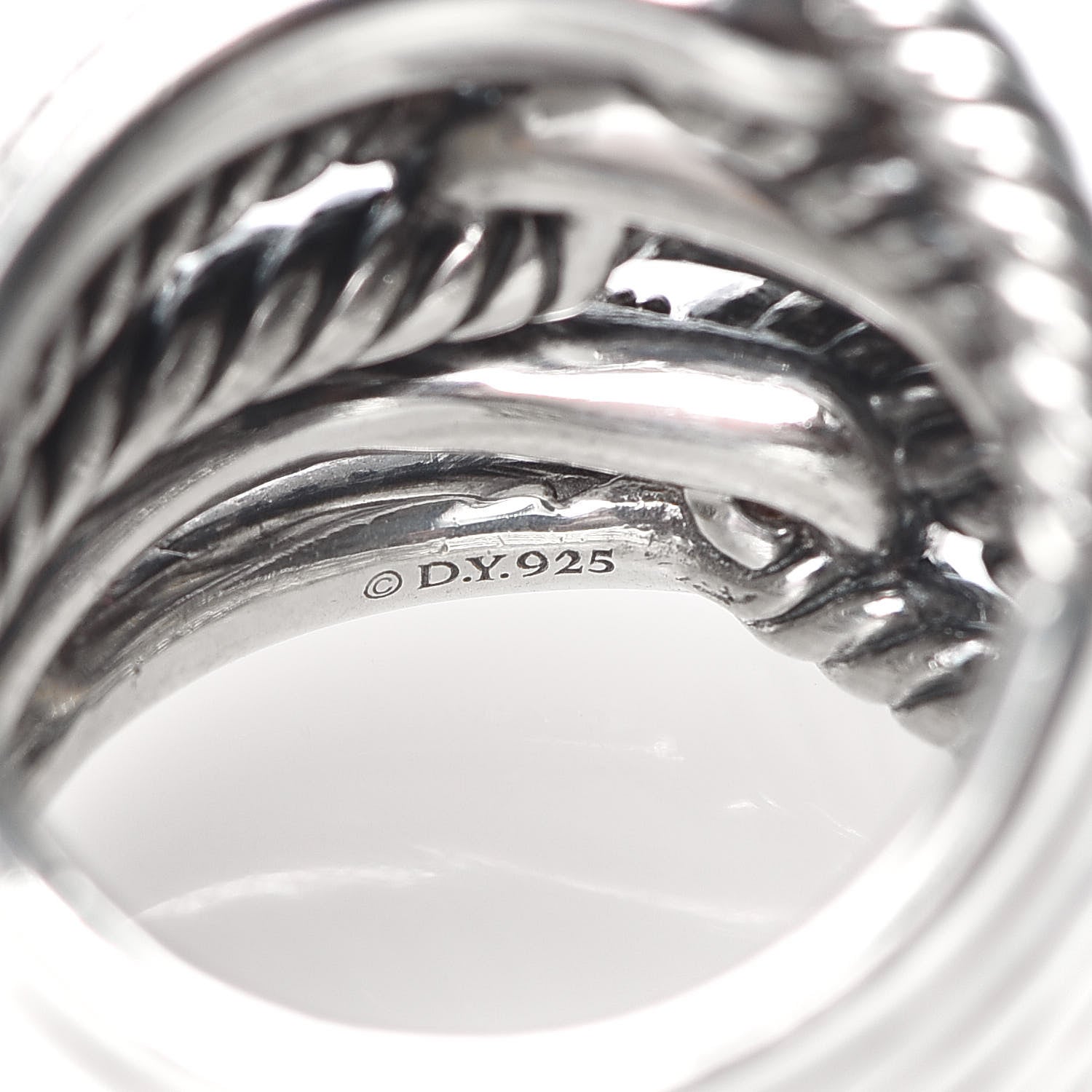 David Yurman Sterling Silver Diamond 19mm Labyrinth Triple Loop Ring 54 6.75 4 of 5