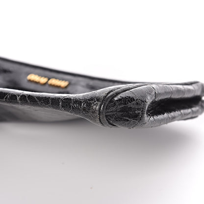 Miu Miu Embossed Crocodile Glazed Calfskin Wristlet Black 11 of 12