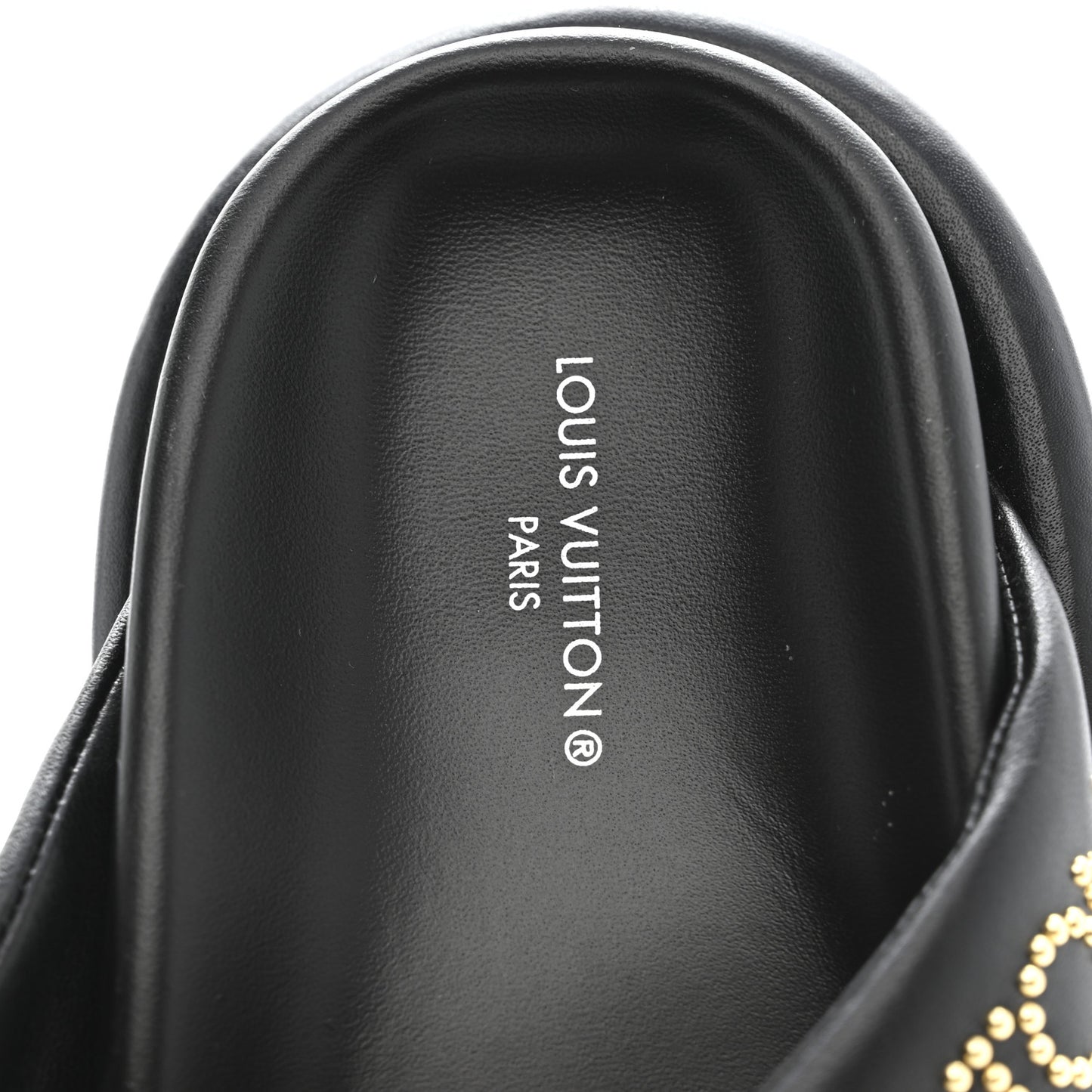 Calfskin Logo Studded Pillow Flat Thong Sandals 35 Black