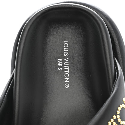 Louis Vuitton Calfskin Logo Studded Pillow Flat Thong Sandals 35 Black 8 of 9