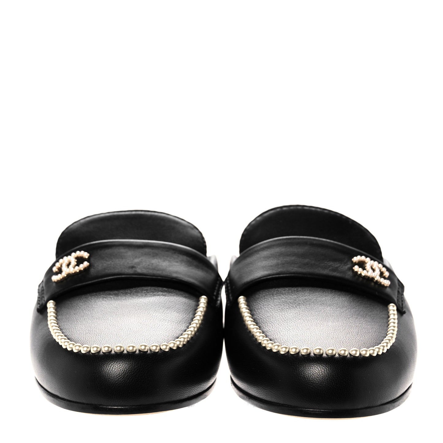 Lambskin Pearl CC Mules 38.5 Black