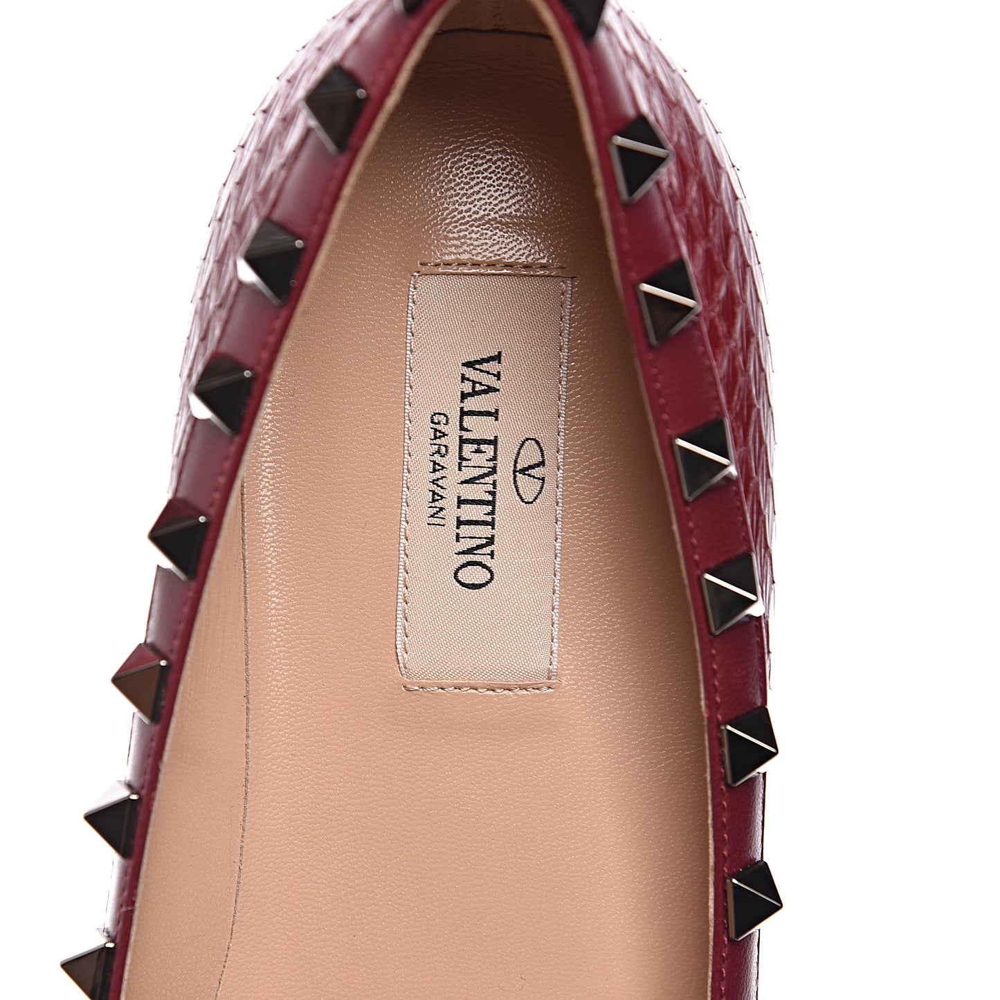 Ayers Snakeskin Rockstud Ballerina Flats 38.5 Cerise