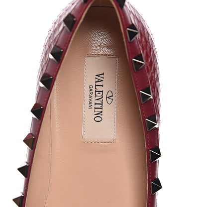 Valentino Garavani Ayers Snakeskin Rockstud Ballerina Flats 38.5 Cerise 7 of 9