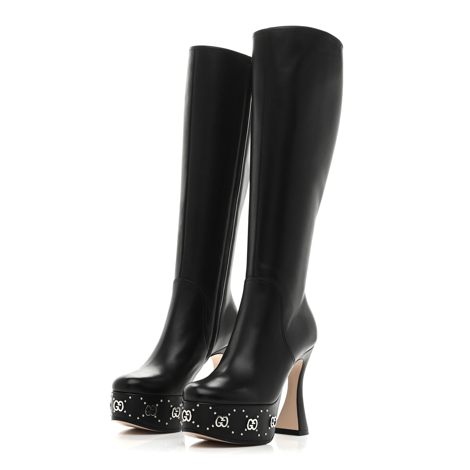 Gucci Nappa Charlotte Janaya 110mm Platform Knee Boots 35.5 Black 4 of 11