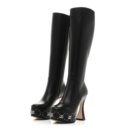 Gucci Nappa Charlotte Janaya 110mm Platform Knee Boots 35.5 Black 4 of 11