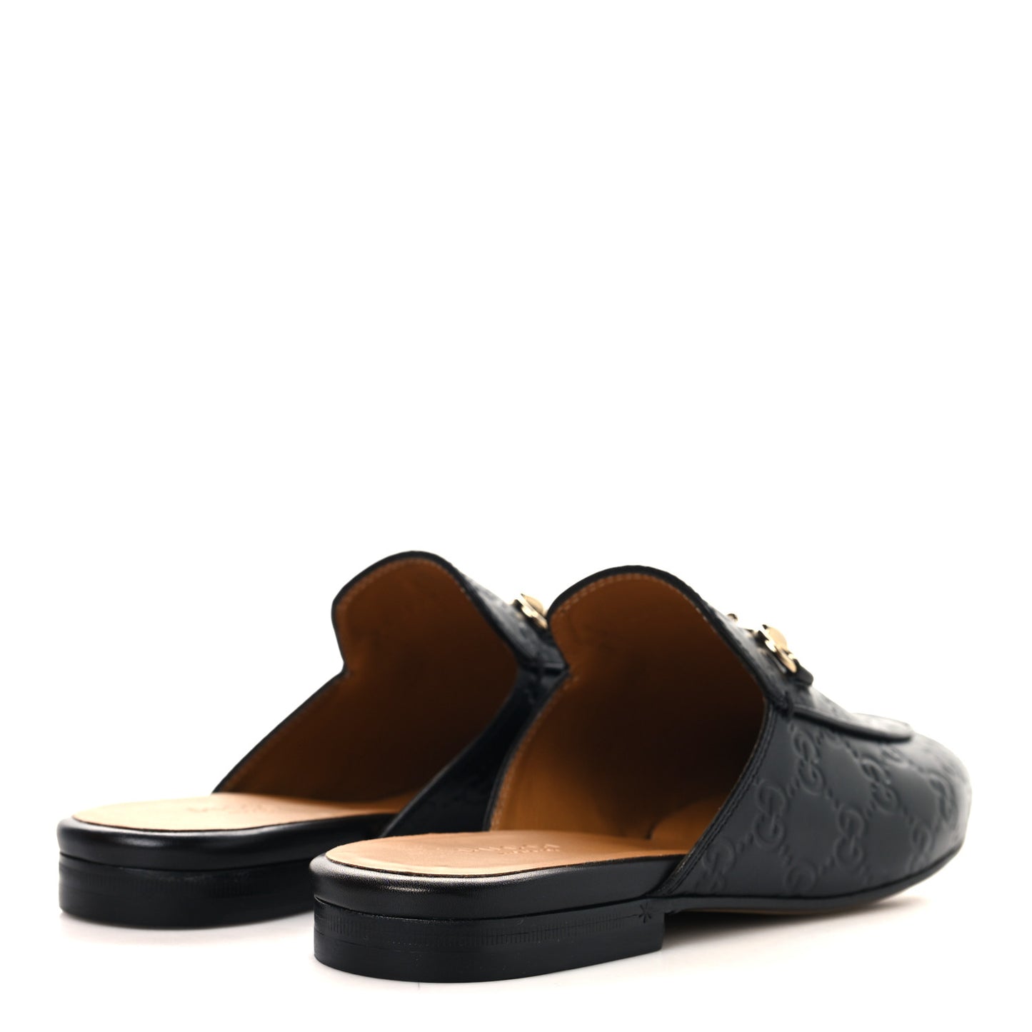Glamour Calfskin Guccissima Womens Princetown Slippers 37.5 Black