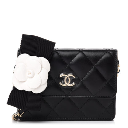Chanel Lambskin Quilted My Chanel Lady Card Holder On Chain Black 1 of 13