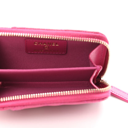 Chanel Caviar Quilted Zip Card Holder Fuchsia 5 of 9