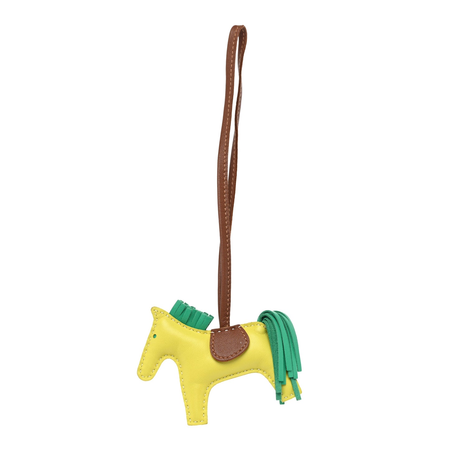 Milo Lambskin Grigri Rodeo Horse Bag Charm PM Lime Menthe Fauve