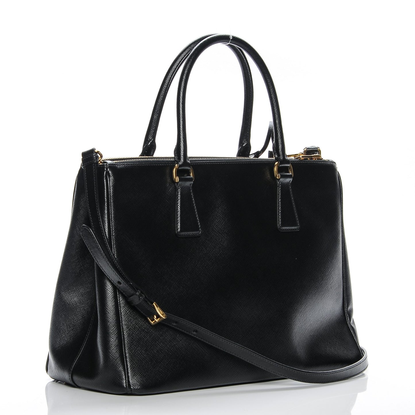 Saffiano Medium Galleria Double Zip Tote Black