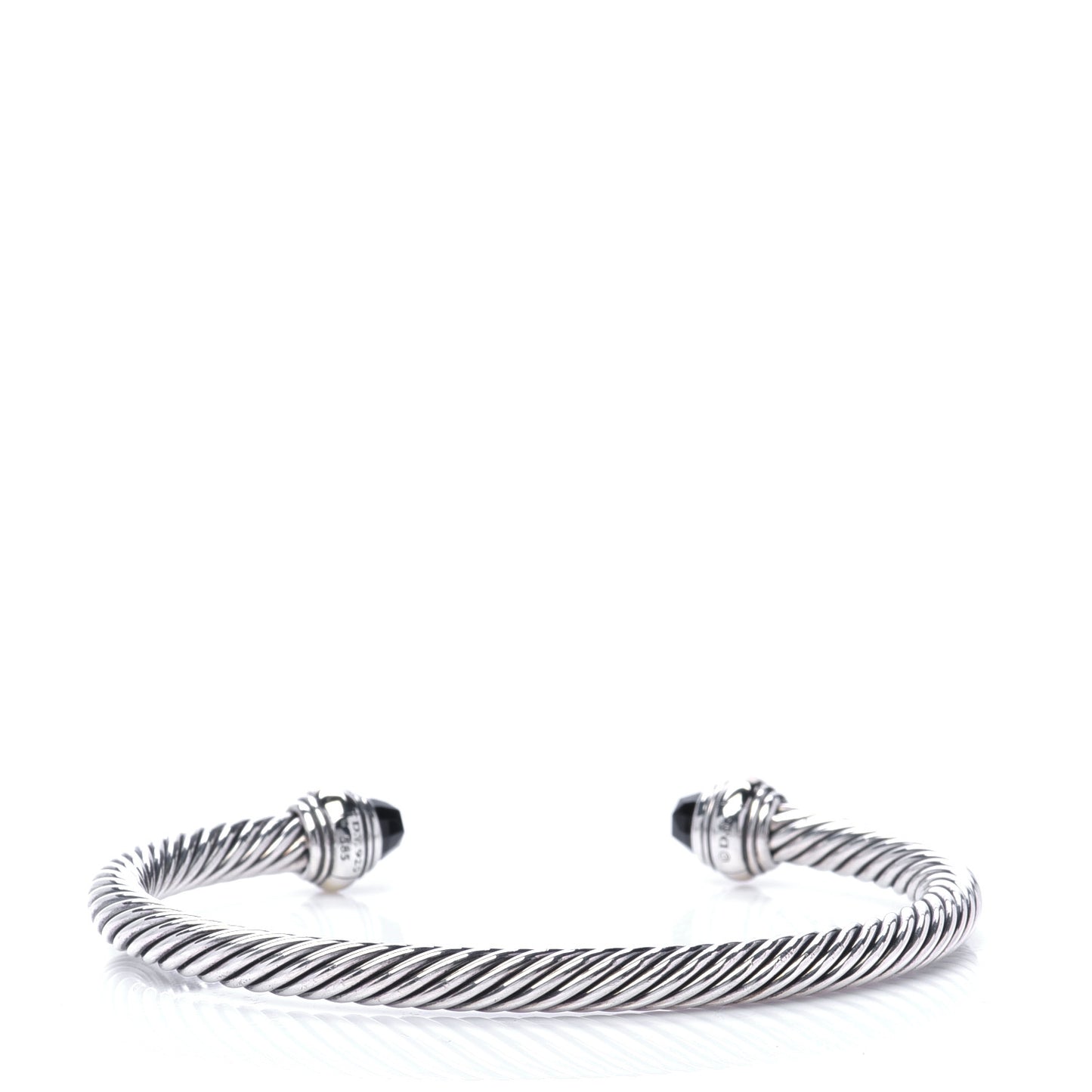 Sterling Silver 18K Yellow Gold Black Onyx 5mm Cable Classics Bracelet