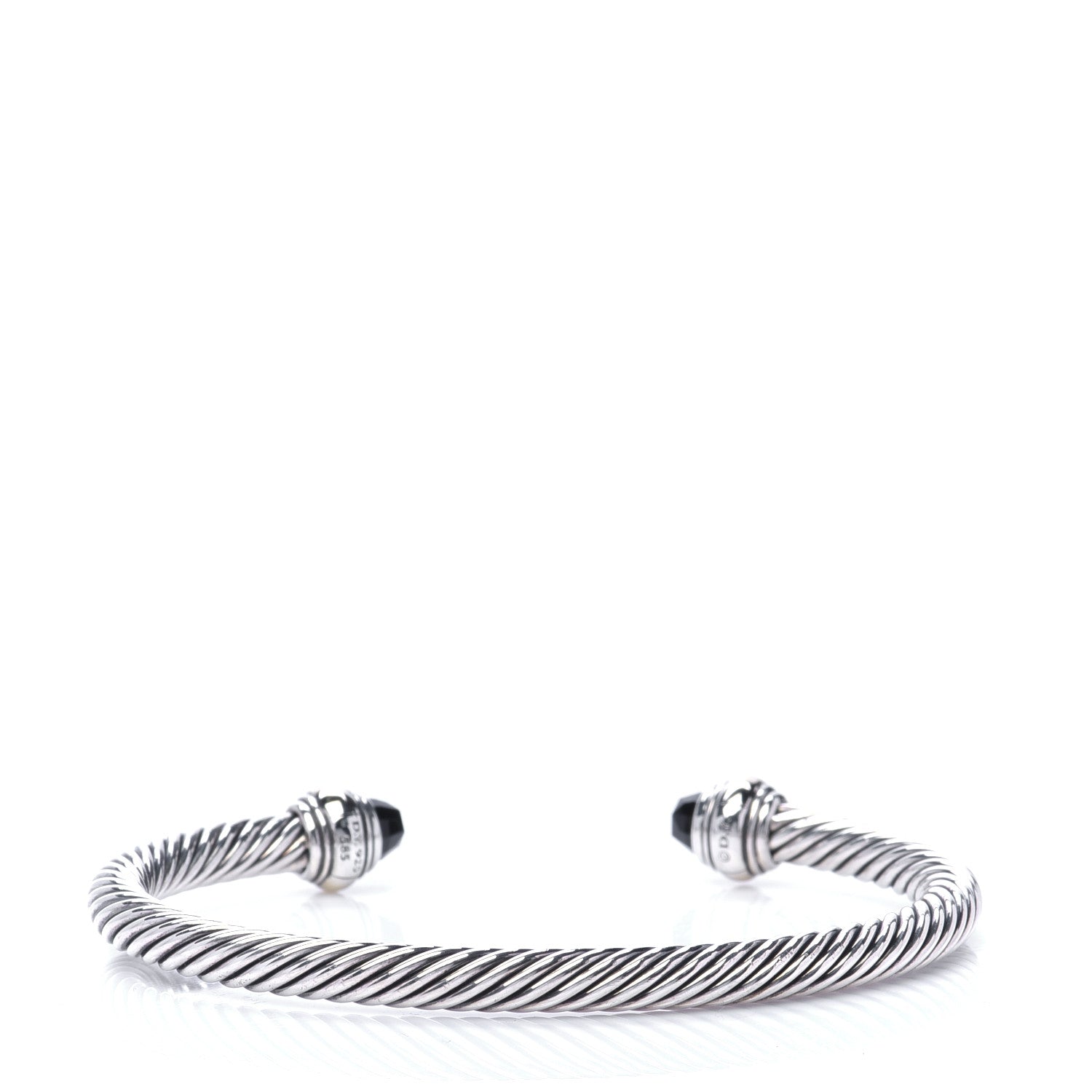 David Yurman Sterling Silver 18K Yellow Gold Black Onyx 5mm Cable Classics Bracelet 2 of 4
