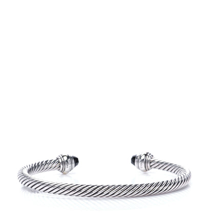 David Yurman Sterling Silver 18K Yellow Gold Black Onyx 5mm Cable Classics Bracelet 2 of 4