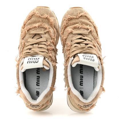 Miu Miu X NEW BALANCE Denim Marmorizzato 574 Sneakers 36 Cognac 2 of 8