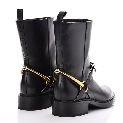 Gucci Calfskin Tess Horsebit Ankle Boots 37.5 Black 4 of 9