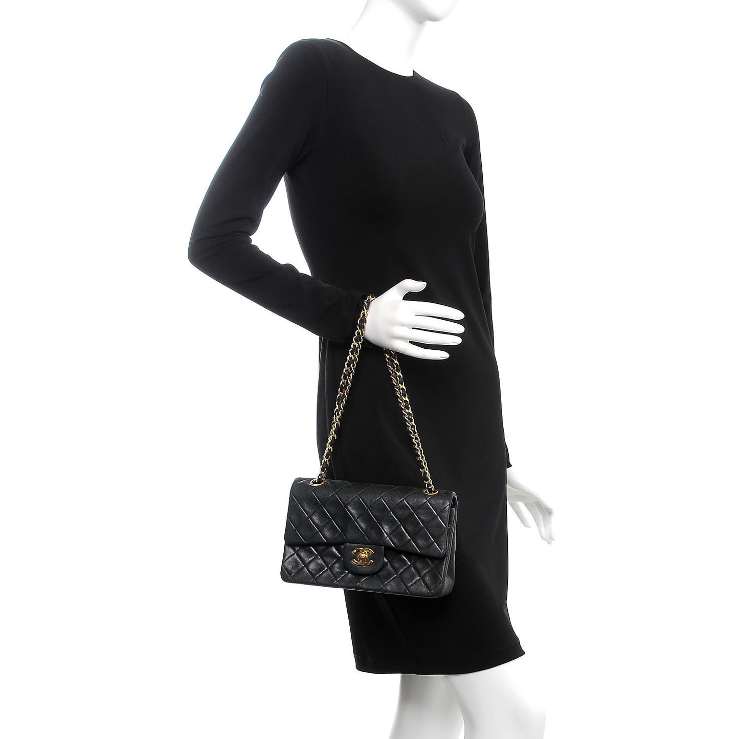 Lambskin Quilted Small Double Flap Black
