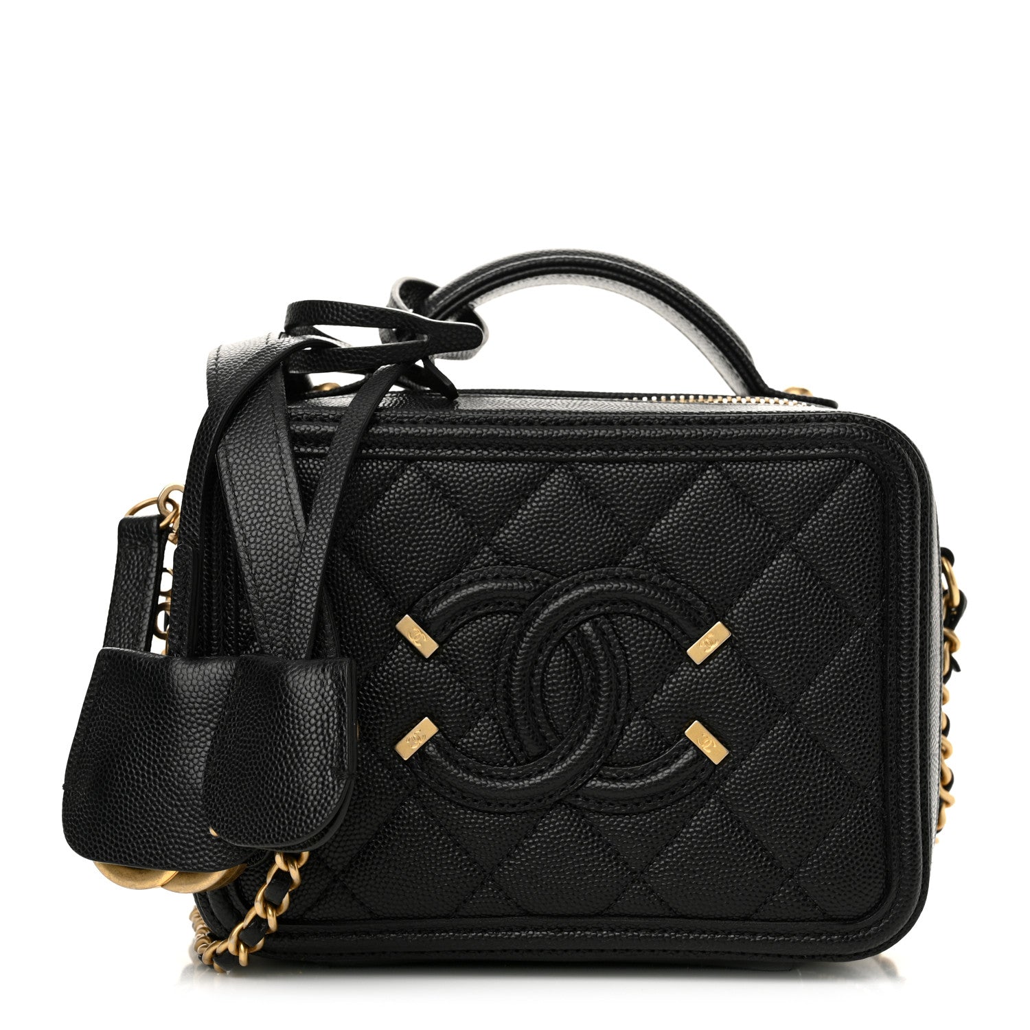 Chanel Caviar Quilted Small CC Filigree Vanity Case Black 1 of 14
