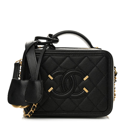 Chanel Caviar Quilted Small CC Filigree Vanity Case Black 1 of 14