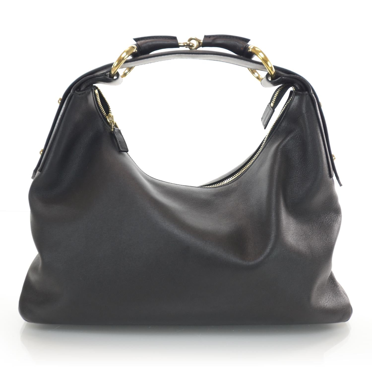 Gucci Leather Medium Horsebit Chain Hobo Black 1 of 7