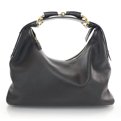 Gucci Leather Medium Horsebit Chain Hobo Black 1 of 7