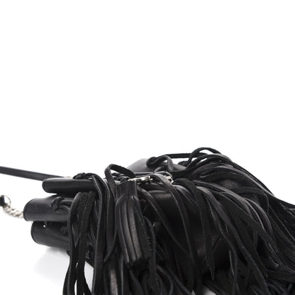 Saint Laurent Calfskin Fringe Monogram Mini Bourse Bucket Bag Black 3 of 8