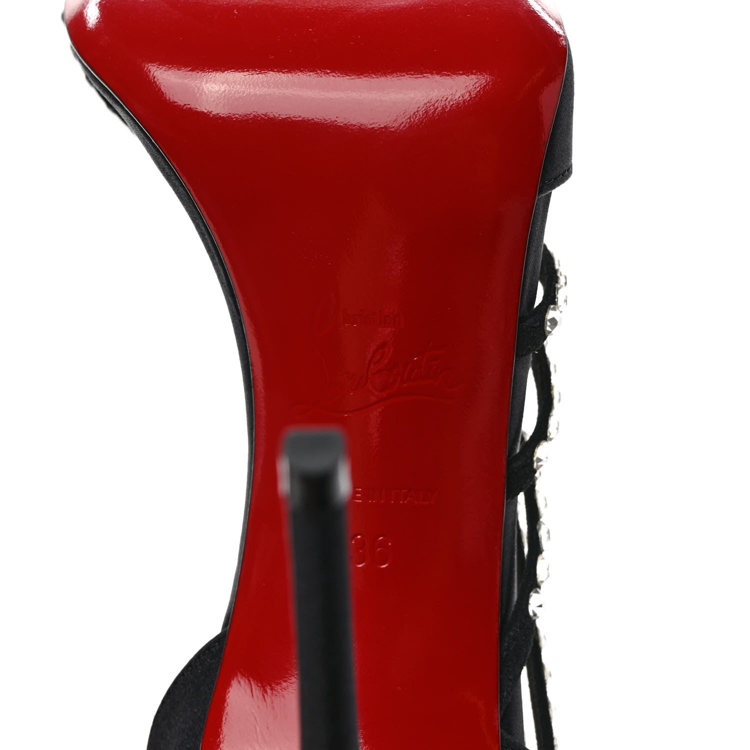Christian Louboutin Crepe Satin Strass Antinorina 100 Pumps 36 Black 6 of 8
