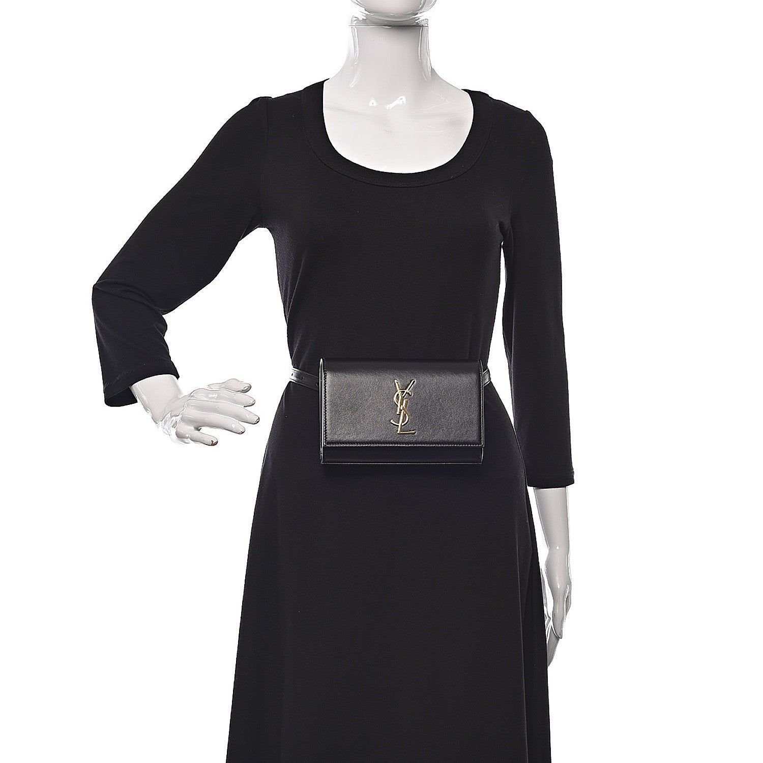 Saint Laurent Smooth Calfskin Monogram Kate Belt Bag Black 2 of 10