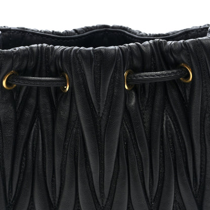 Miu Miu Nappa Matelasse Mini Drawstring Bucket Bag Black 7 of 9