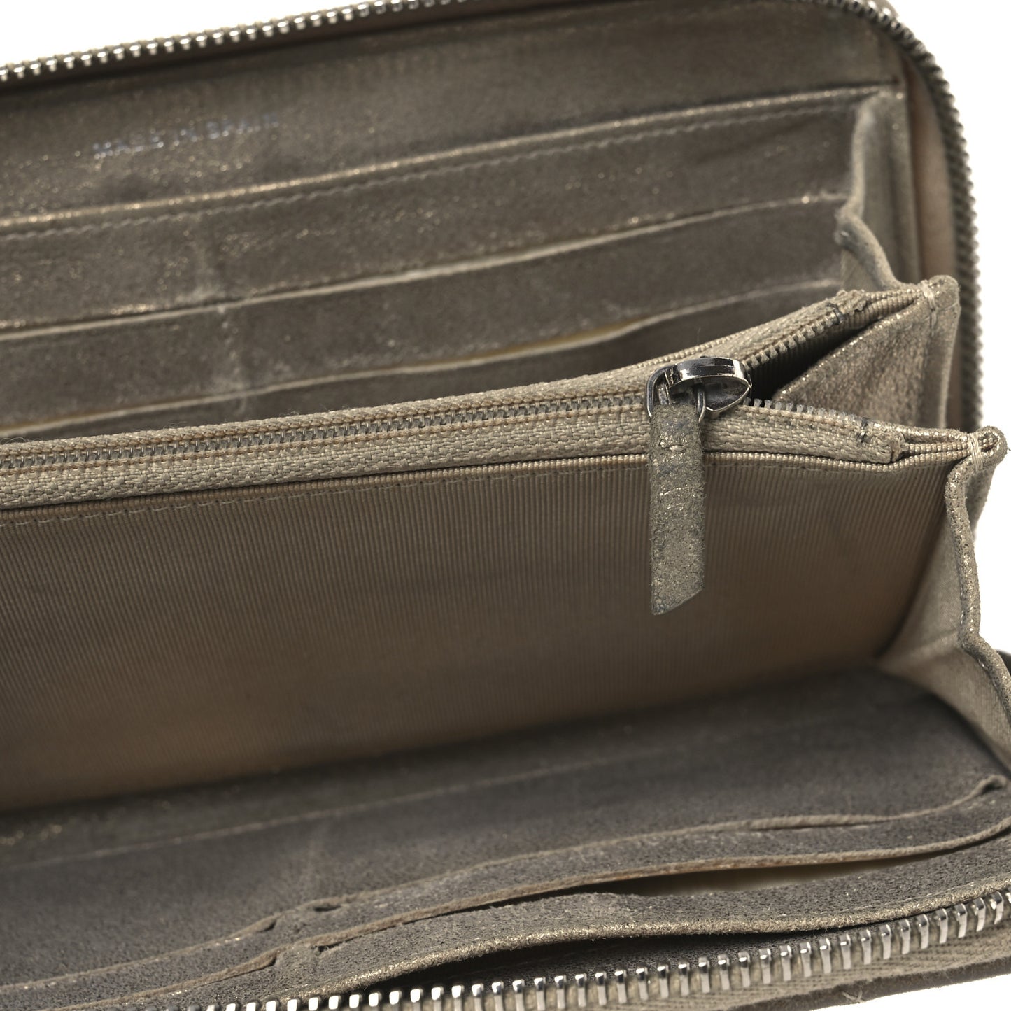 Iridescent Lambskin Quilted CC Long Zipped Wallet Gold