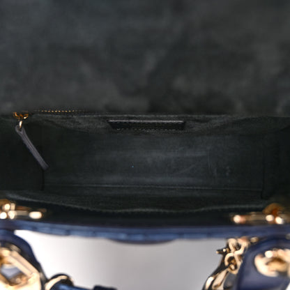 Christian Dior Metallic Lambskin Cannage Small My ABCDior Lady Dior Blue 5 of 9