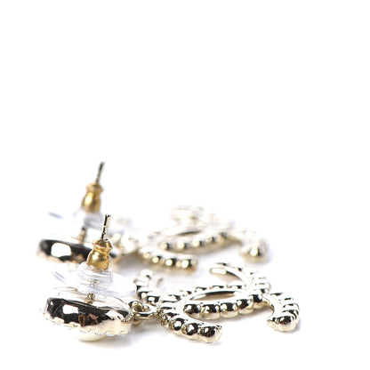 Chanel Crystal Pearl Bow-tiful CC Drop Earrings Gold 3 of 5