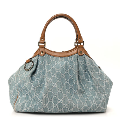 Gucci Denim Monogram Medium Sukey Tote Blue 1 of 11