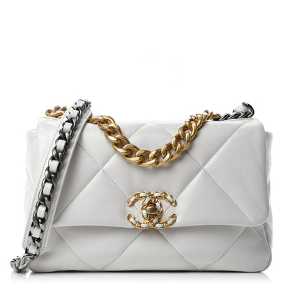 Chanel Goatskin Quilted Medium Chanel 19 Flap White 1 of 11