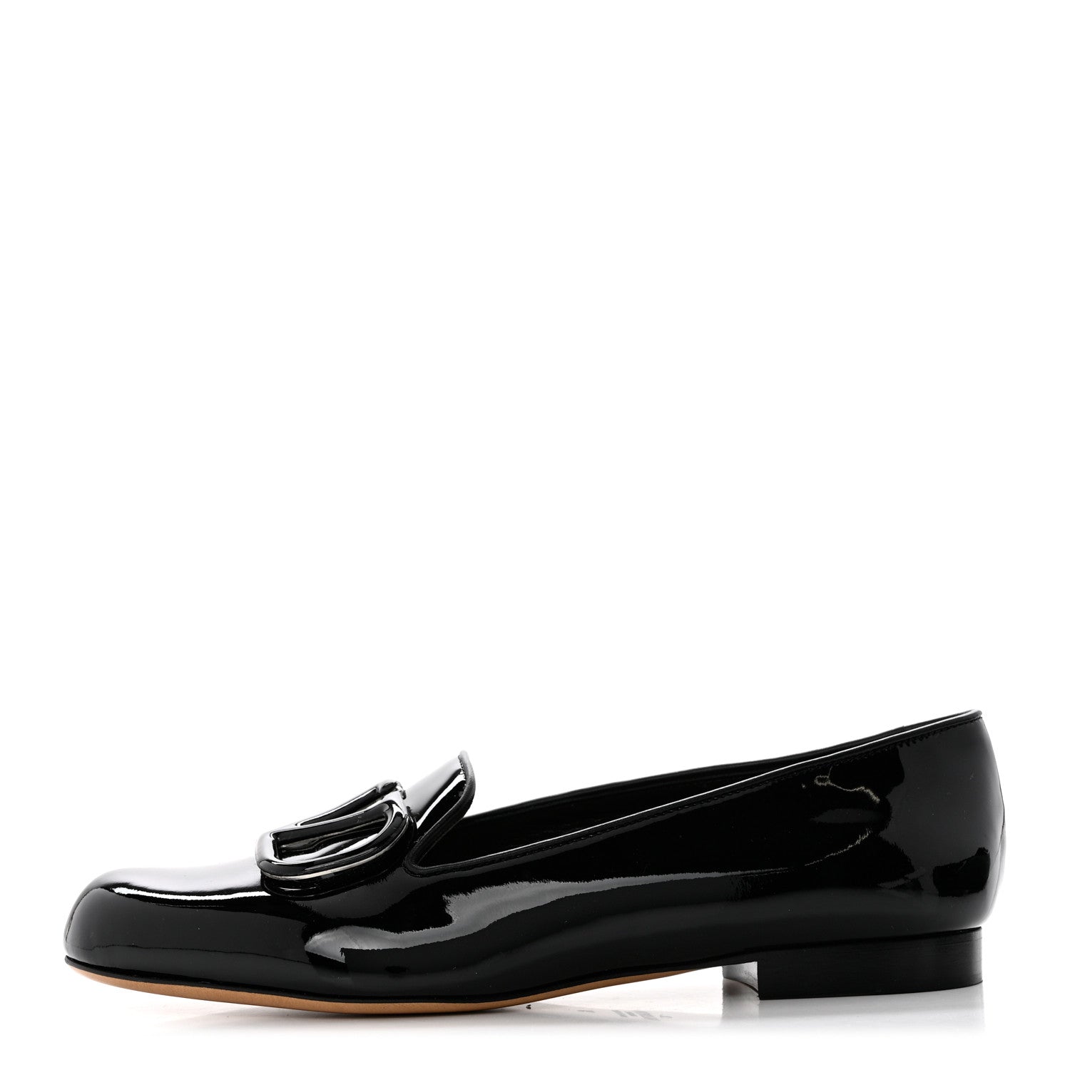 Valentino Garavani Patent Vlogo Loafer Flats 37 Black 1 of 9