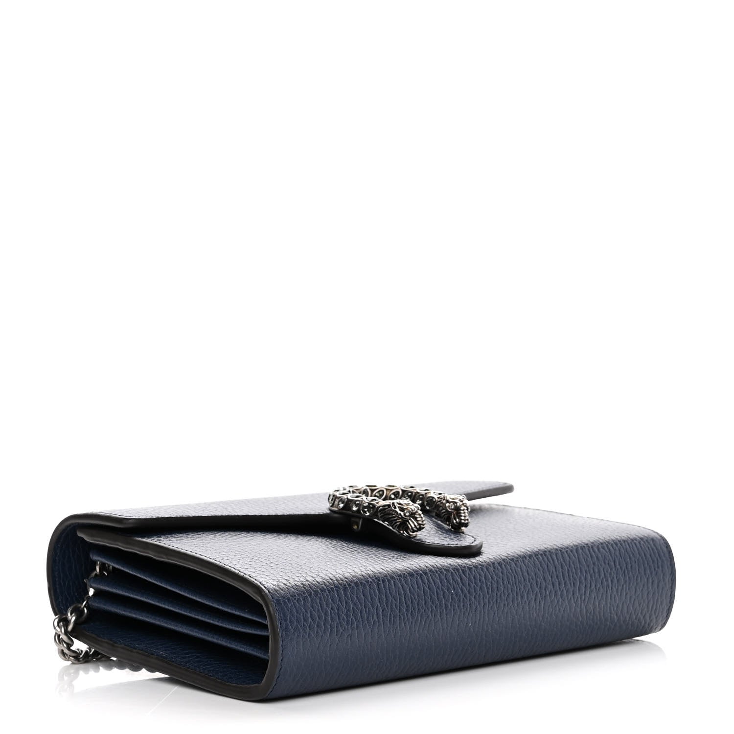 Gucci Dollar Calfskin Crystal Mini Dionysus Chain Wallet Blue Agata Black Diamond 4 of 11