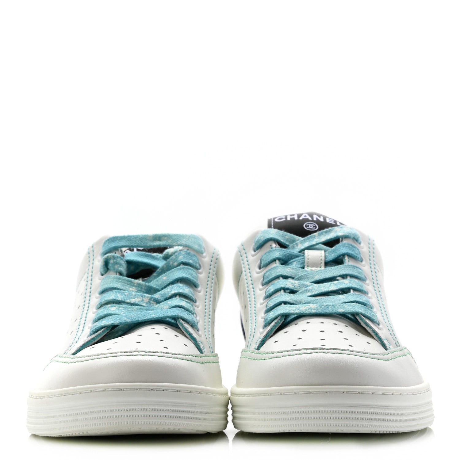 Chanel Calfskin Womens Logo Sneakers 36.5 White Blue 2 of 8
