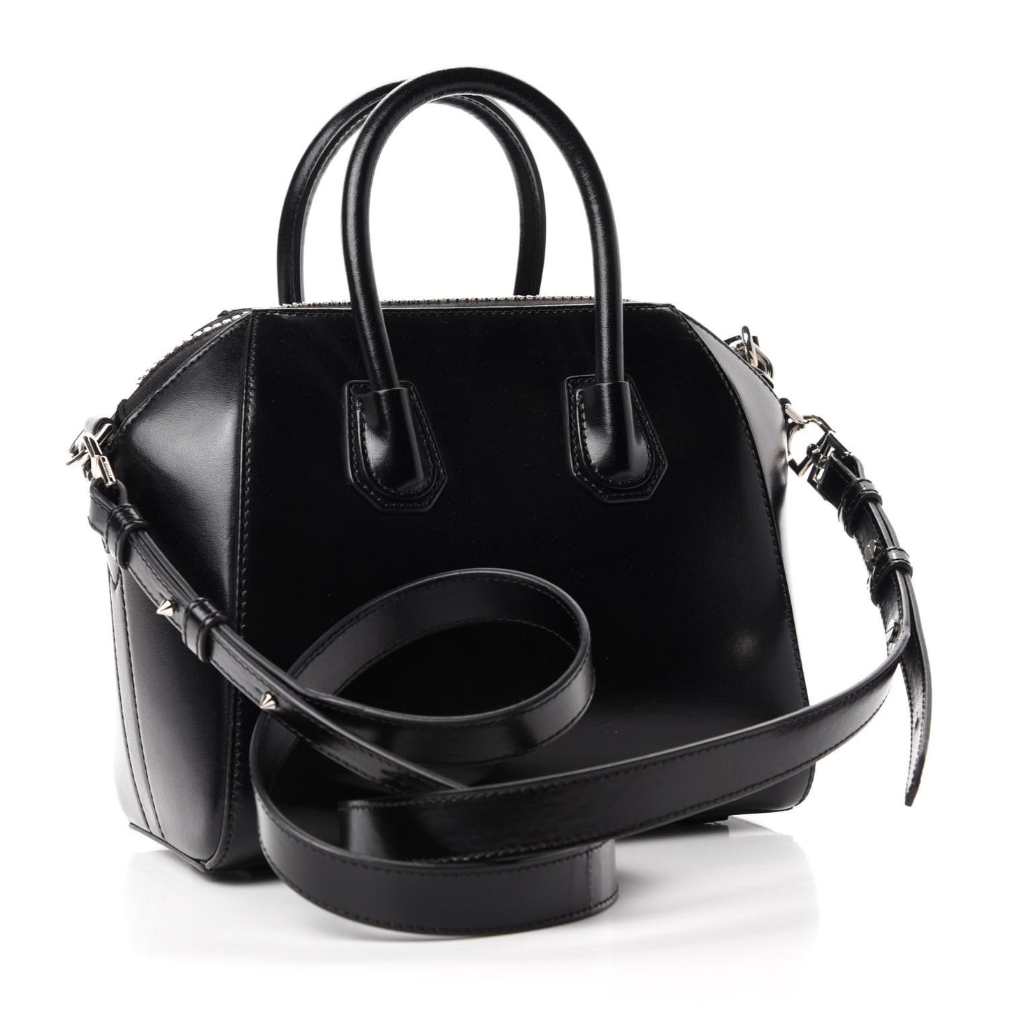 Shiny Lord Calfskin Mini Antigona Black
